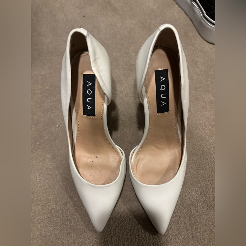 Aqua white heels